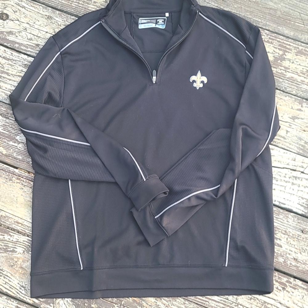 NFL SAINTS Cutter & Buck DryTec Quarter Zip New Orleans Saints Pullover Mens XXL
